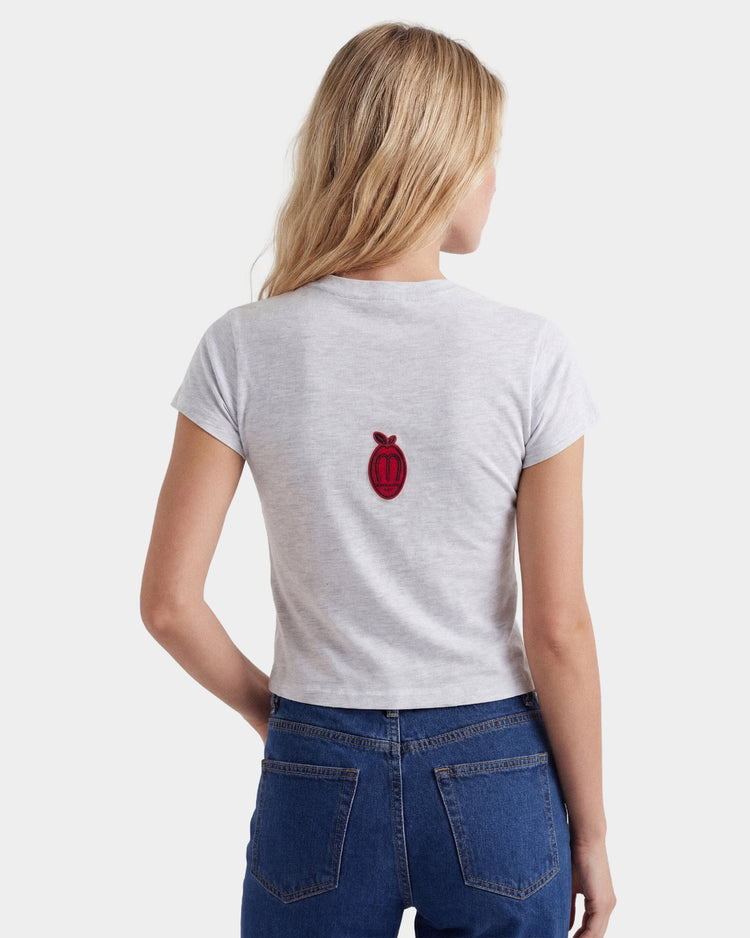 PEACH GREY SLIM CROP TEE